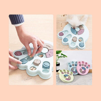 Dog Treat Dispenser Food Puzzle Toy Interactive Training Feeder Pet Supply Bowl - Hexagon-Blue.