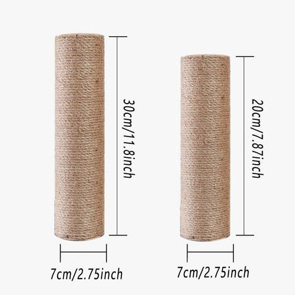 2pcs Sisal Cat Scratching Post Climbing Frame Replacement Pole for Cats Activity - 20cm.