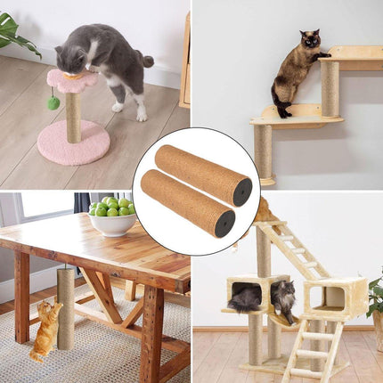 2pcs Sisal Cat Scratching Post Climbing Frame Replacement Pole for Cats Activity - 20cm.