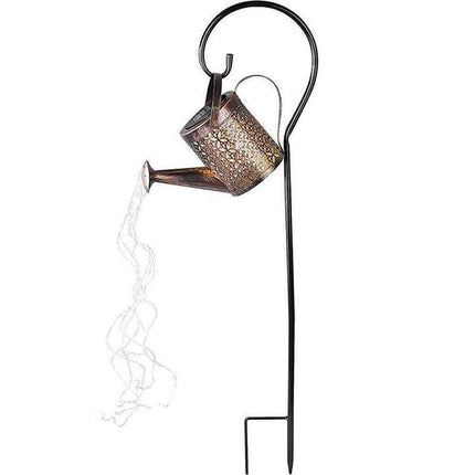 Solar Led Watering Can String Light Outdoor Garden Art Waterfall Lamp Decoration - Style A: Shower + Lamp.