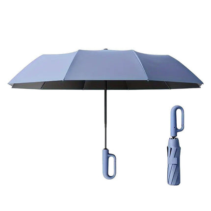 Automatic Folding UV Protection Umbrella Unisex Dual Purpose Rain Sun Umbrella - Blue.