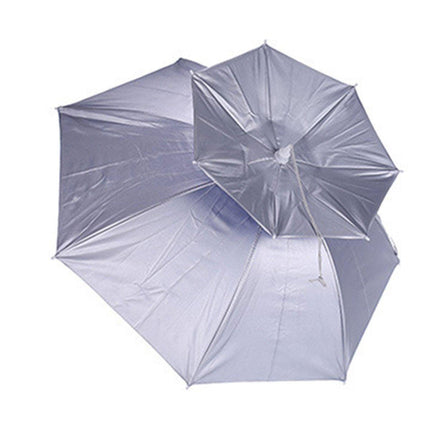 2-Layer Outdoor Foldable Sun Umbrella Hat Fishing Camping Headwear Cap Head Hat - Silver.