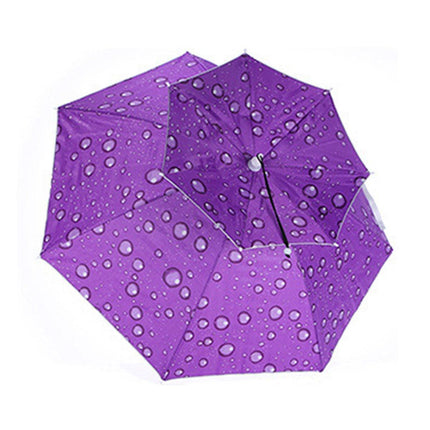 2-Layer Outdoor Foldable Sun Umbrella Hat Fishing Camping Headwear Cap Head Hat - Silver.