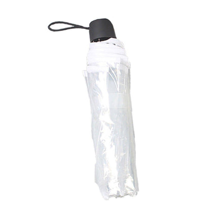Transparent Folding Umbrella Compact Tri Fold Design Clear Rain Protection Cover - Manually operated-Black.