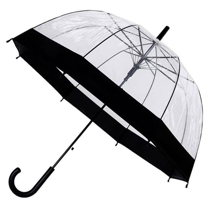 Clear Dome Umbrella Wedding Party Transparent Parasol Handle Waterproof Rain - White.