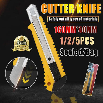 Heavy Duty Box Cutter Pack Snap Off Retractable Blade Long Last Hand Craft Tool - Sealed 2PCS.