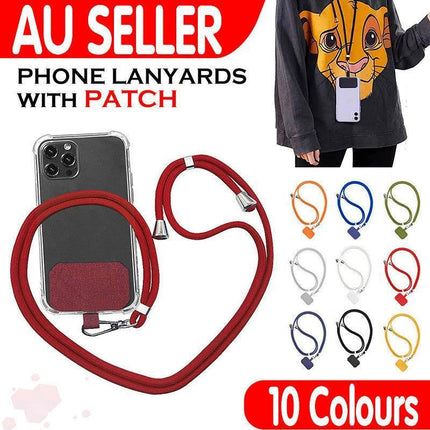 Adjustable Phone Lanyard with Patch for Most Cases Neck Strap Holder - Light Grey.