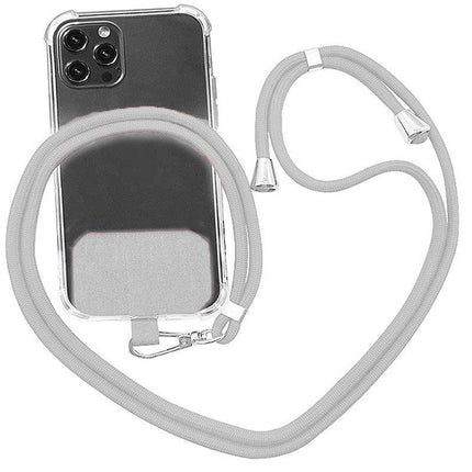 Adjustable Phone Lanyard with Patch for Most Cases Neck Strap Holder - Light Grey.