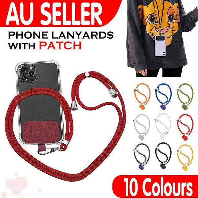 Adjustable Phone Lanyard with Patch for Most Cases Neck Strap Holder - Yellow.