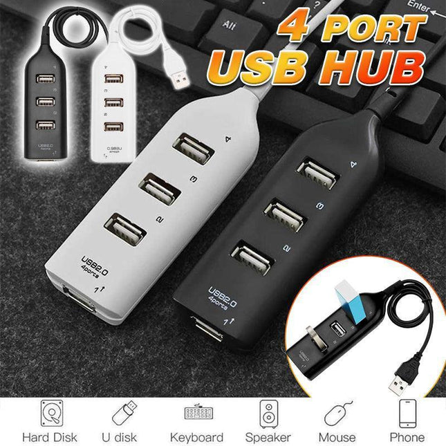 Multi Usb Hub 4 Port High Speed Slim Compact Expansion Smart Splitter Oz Au - White.