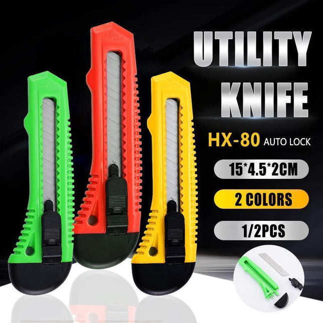 1/2/3PCS Utility Stanley Knife With Blades Blade Retractable Heavy Duty Box Cutter - Yellow-1PC.