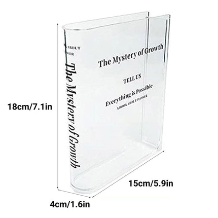Transparent Book Vase Flower Holder Acrylic Decorative Table Display Stand.
