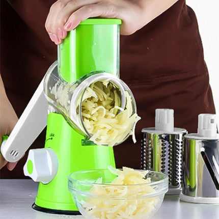 Kitchen Vegetable Fruit Slicer Cutter Shredder Food Manual Rotary Grater Chopper - Blue.