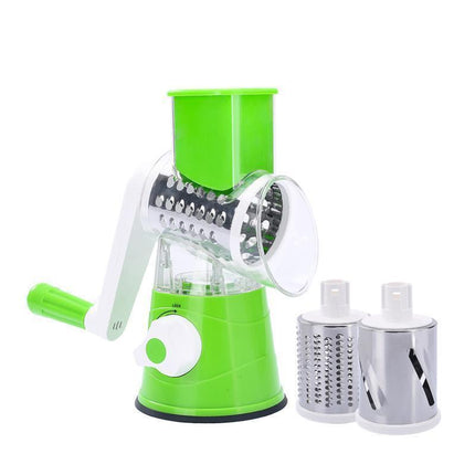 Kitchen Vegetable Fruit Slicer Cutter Shredder Food Manual Rotary Grater Chopper - Blue.