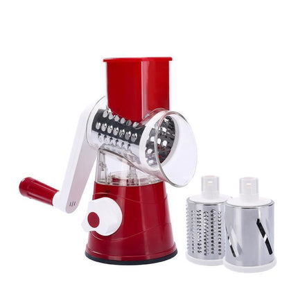 Kitchen Vegetable Fruit Slicer Cutter Shredder Food Manual Rotary Grater Chopper - Blue.