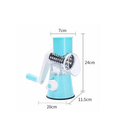 Kitchen Vegetable Fruit Slicer Cutter Shredder Food Manual Rotary Grater Chopper - Green.