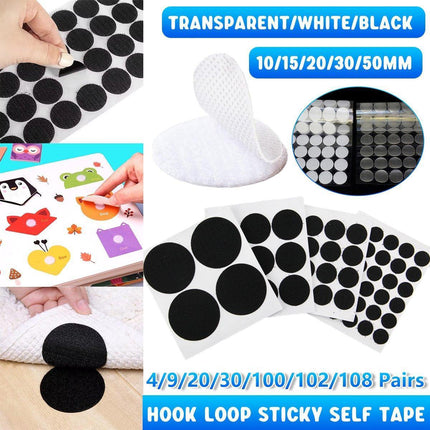 Strong Sticky Round Self Adhesive Dots DIY Bond Tape No Mark Fasteners - White 30Pairs - 15mm.