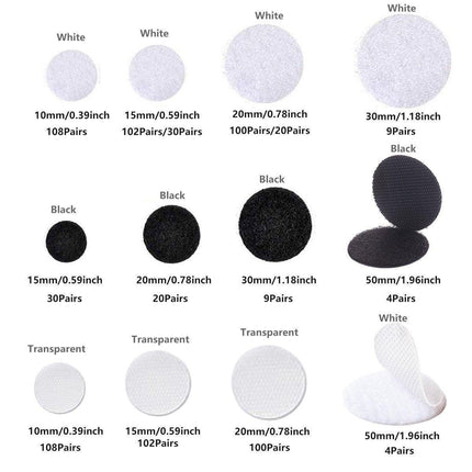 Strong Sticky Round Self Adhesive Dots DIY Bond Tape No Mark Fasteners - White 30Pairs - 15mm.