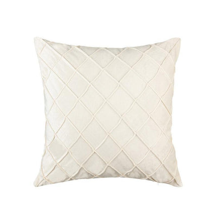 Velvet Cushion Cover Pleated Checked Plaid Plush Decorative Lounge Cushion Cover - Pink.