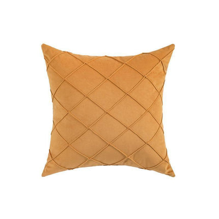 Velvet Cushion Cover Pleated Checked Plaid Plush Decorative Lounge Cushion Cover - Pink.