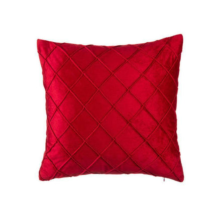 Velvet Cushion Cover Pleated Checked Plaid Plush Decorative Lounge Cushion Cover - White.