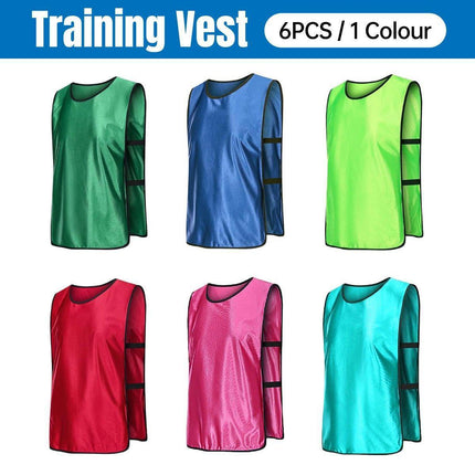 6X Sports Training Bibs Soccer Vests Group Team Bibs Basketball Cricket Football - Grass Green-S.