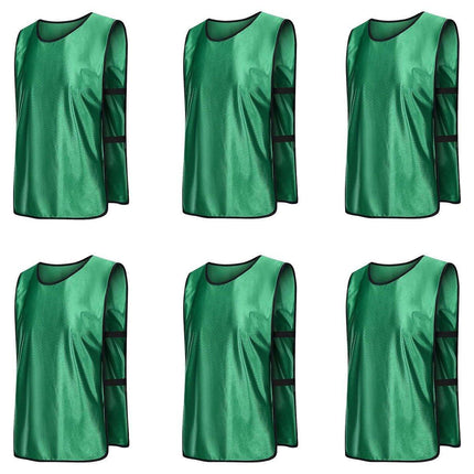 6X Sports Training Bibs Soccer Vests Group Team Bibs Basketball Cricket Football - Grass Green-S.