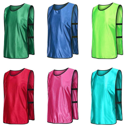 6X Sports Training Bibs Soccer Vests Group Team Bibs Basketball Cricket Football - Red-S.