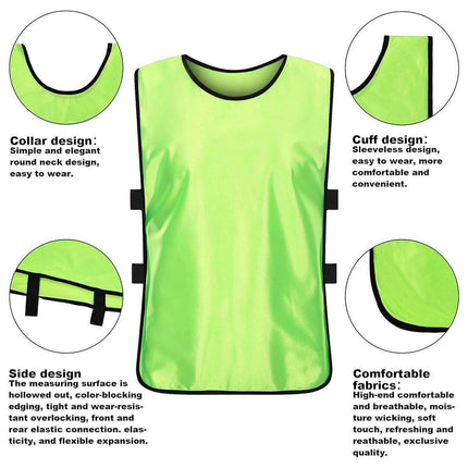 6X Sports Training Bibs Soccer Vests Group Team Bibs Basketball Cricket Football - Red-S.