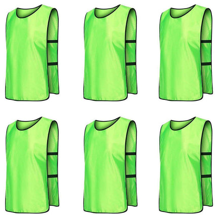 6X Sports Training Bibs Soccer Vests Group Team Bibs Basketball Cricket Football - Red-S.