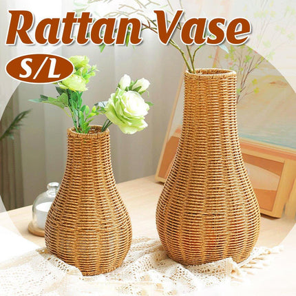 Imitation Rattan Woven Vase Decorative Flower Vase Arrangement for Home Decor - Small.