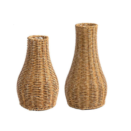 Imitation Rattan Woven Vase Decorative Flower Vase Arrangement for Home Decor - Small.