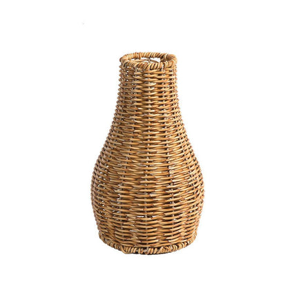 Imitation Rattan Woven Vase Decorative Flower Vase Arrangement for Home Decor - Small.