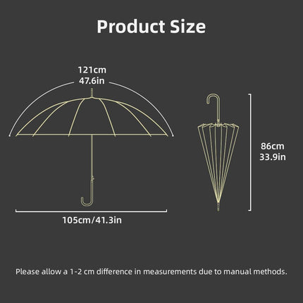 Large 16 Bone Automatic Umbrella Unisex Long Handle Dual Use Rain Sun Umbrella - Green.