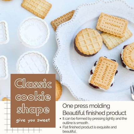 4PCS Plaid Cookie Stamp Set Waffle Biscuit Cutter Press Home Baking Tool Kit.