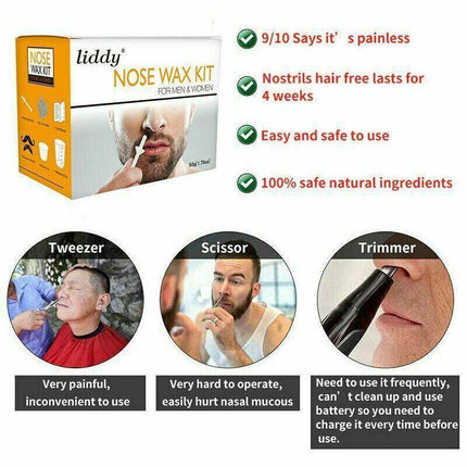 Nose Ear Hair Removal Wax Kit Sticks Easy Mens Nasal Waxing Remover Strips.