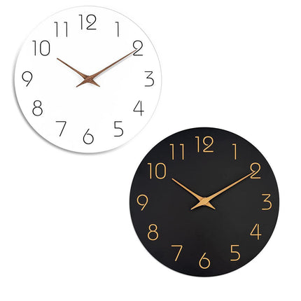 12 Inch Digital Wall Clock Simple Hanging Watch for Living Room Home Decoration - Black.