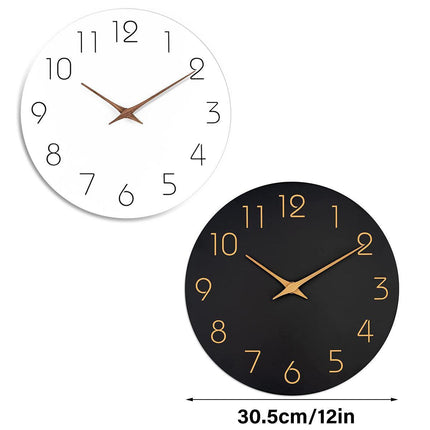 12 Inch Digital Wall Clock Simple Hanging Watch for Living Room Home Decoration - Black.