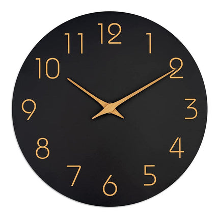 12 Inch Digital Wall Clock Simple Hanging Watch for Living Room Home Decoration - Black.