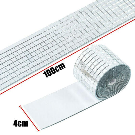 Diy Mini Mosaic Tiles Self-Adhesive Square Mirror Glass Wall Sticker Decors - Silver.