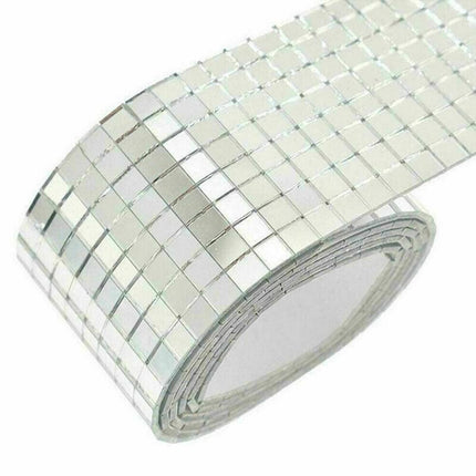 Diy Mini Mosaic Tiles Self-Adhesive Square Mirror Glass Wall Sticker Decors - Silver.
