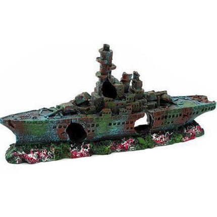 Aquarium Shipwreck Ship Fish Tank Resin Sunken Ship Fishing Hiding Pot Decor.