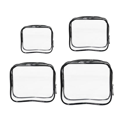 4pcs Durable PVC Cosmetic Bags Easy to Clean Multiple Sizes and Colours 9 Shades - 4pcs-Green.