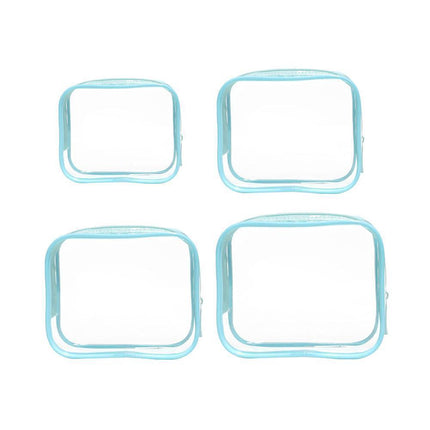 4pcs Durable PVC Cosmetic Bags Easy to Clean Multiple Sizes and Colours 9 Shades - 4pcs-Green.