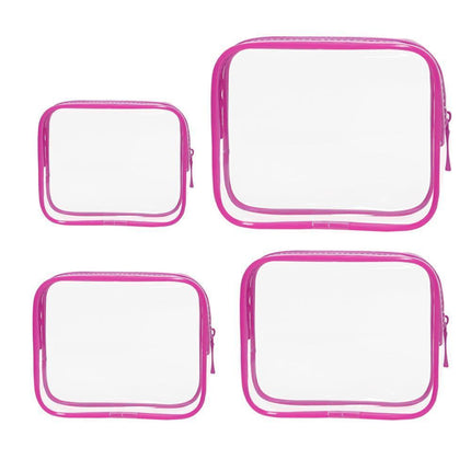 4pcs Durable PVC Cosmetic Bags Easy to Clean Multiple Sizes and Colours 9 Shades - 4pcs-Green.