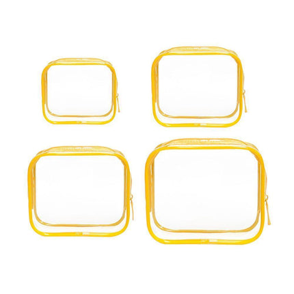 4pcs Durable PVC Cosmetic Bags Easy to Clean Multiple Sizes and Colours 9 Shades - 4pcs-White.
