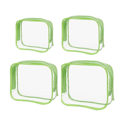 4pcs Durable PVC Cosmetic Bags Easy to Clean Multiple Sizes and Colours 9 Shades - 4pcs-White.