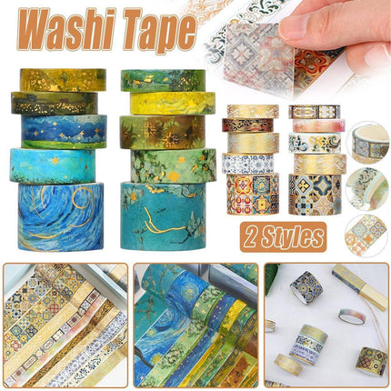 Gold Foil Washi Tape Set Decorative Craft Tape for Gift Wrapping Scrapbooking - YSSCJ.
