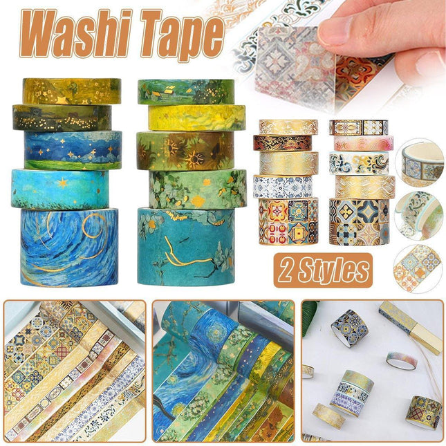 Gold Foil Washi Tape Set Decorative Craft Tape for Gift Wrapping Scrapbooking - YSSCJ.