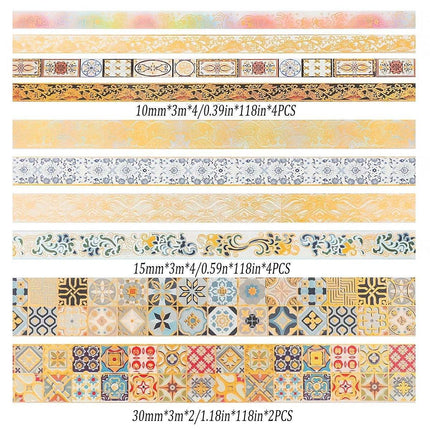 Gold Foil Washi Tape Set Decorative Craft Tape for Gift Wrapping Scrapbooking - YSSCJ.